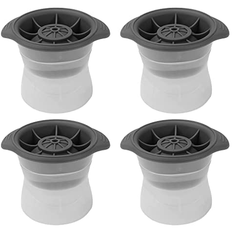 Image of Shuban Ice Ball Mould 4 Pack Extra Large Silicone Ice Ball Maker BPA Free, Reusable Sphere Shapes Ice Cube Tray Easy Release, Suitable for Freezer, Homemade Baby Food (Each Ice Ball 2.5 inch)