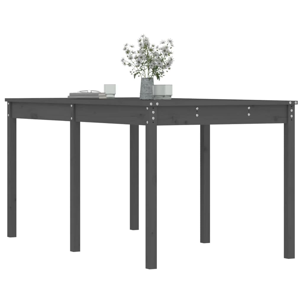 Stół ogrodowy z litego drewna sosnowego, szary, 159,5 x 82,5 x 76 cm, stół do użytku na zewnątrz, na taras, balkon, do ogrodu, stabilna rama z wytrzymałym blatem, klasyczny stół drewniany do