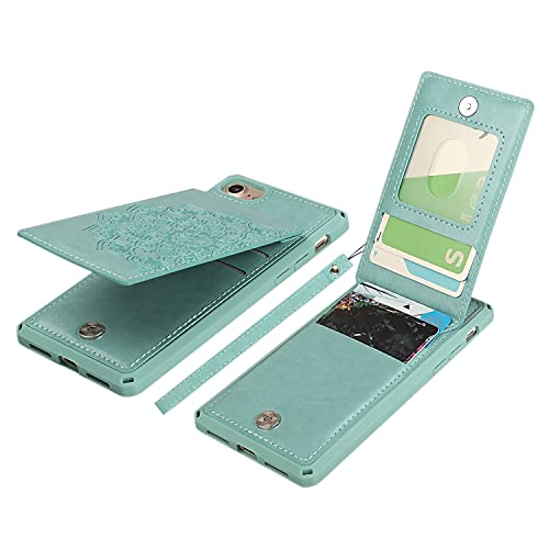 Icovercase Iphone Se 202078 Wallet Case Credit Card Holder, [Rfid Blocking] Premium Leather Clasp Kickstand Wrist Shockproof Cover Iphone Se 202078 (Mandala Mint), Iphone Se 202078---Mint #TOP18