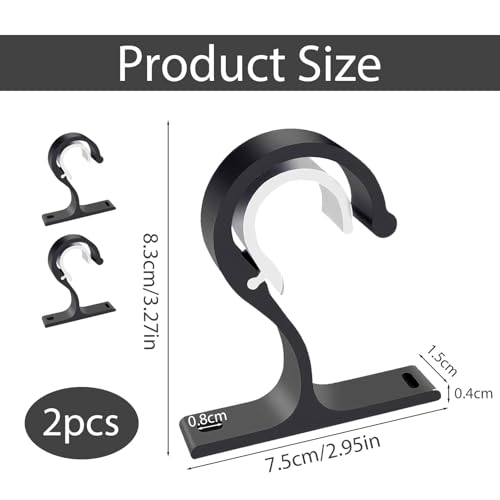 2 Stück Gardinenstange Halterung Schwarz für 25–28 mm Stangen Deckenhalterung Gardinenstange – Robuste Decken- und Wandhalterung für Vorhänge in Schlafzimmer, Wohnzimmer, Büro