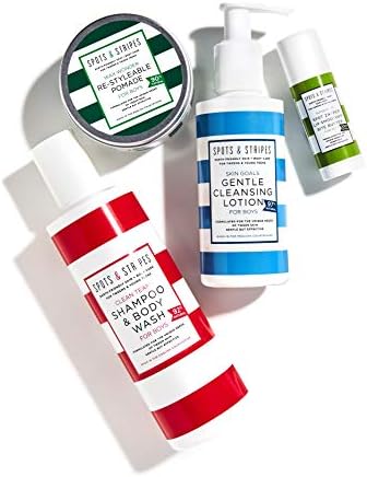 Spots & Stripes - Skin Goals Gentle Cleansing Lotion for Boys, the Perfect Starter Face Wash for Teen and Young Skin with Virgin Coconut, Kukui and Chamomile, Super-Gentle, Combats Blemishes (150ml)