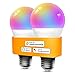 Ampoule WiFi Connectée Homekit, 810LM E27 LED Ampoule Compatible avec Siri, Alexa et Google Home, 9W 2700K-6500K Ampoule RGB Dimmable (Équivalent 60W) avec Commande Vocale et Contrôle à Distance (2)