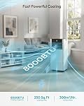 8000 BTU Portable Air Conditioner, AC Unit with Remote Control, 4-in-1 Smart Portable AC with Cooling, Dehumidifier, Fan, and Sleep Mode, with Window Mount Kit, for Apartment, Bedroom up to 250 Sq.Ft
