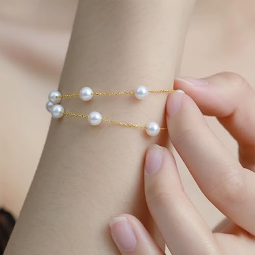 Pearl Bracelets for Women, Dainty Gold Bracelet Silver Prom Pearl Jewelry for Wedding, Trendy Daisy Bracelet Heart Bracelet as Simple Bridesmaid Gifts Floral Jewelry Brazaletes Para Mujer