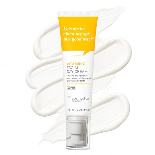 Cosmedica Skincare Vitamin C Facial Moisturizer – 15% Vitamin C Facial Day Cream - 2 ounces – Protects and nourishes skin throughout the day – Vegan, Cruelty Free Skincare