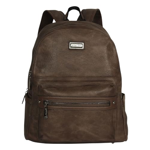 Mochila Feminina Sintético Executiva Golden Fênix Premium 2 Divisórias Moderna Espaçosa Bolsa de Costas (Marrom)