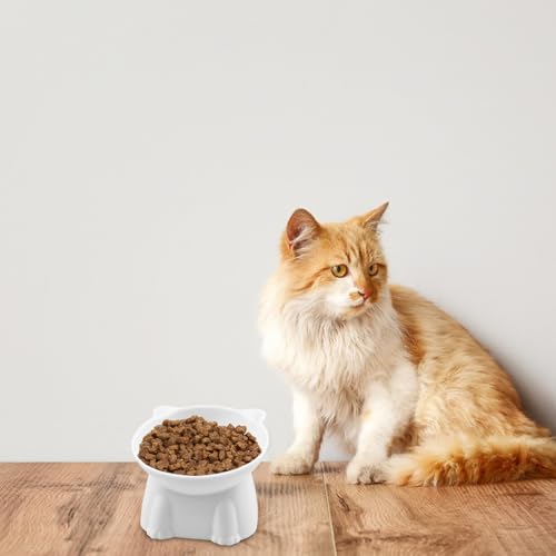 Legpador 2 Stück Futternapf Katze, Katzennapf Erhöht, Fressnapf Katze, Katzennäpfe, Katzenschüssel, Katzenfutternapf, Katzen Essen Schale, Futternapf für Katzen für Katzenfutter und Wasser(Weiß)