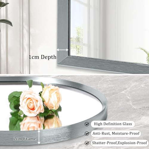 Image of Arch Wall-Mounted Mirror Aluminum Alloy Frame Bathroom Wall Mirror for Vanity Living Room, Bedroom Entryway Room Home Decor 20 inchx16 inch