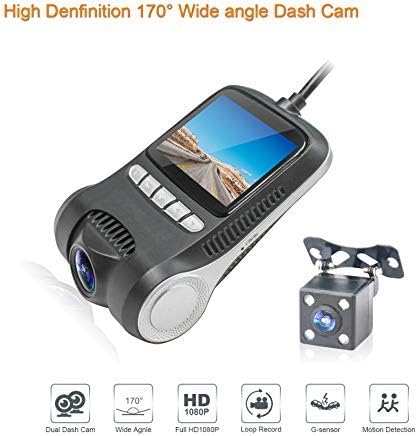 KWONGLUNG 2-Inch Dual Dash Cam Dashboard Recorder, HD1080P, 170° Wide Viewing Angle, G-sensor, Automatic Control Switch Function, Night Vision Front and Rear Camera