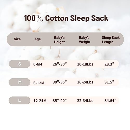 Primlect Sleep Sack, 100% Cotton Muslin Baby Wearable Blanket, Double Zipper Toddler Sleeping Sack, Tog 0.5, 12-24 Months For Babies #TOP5