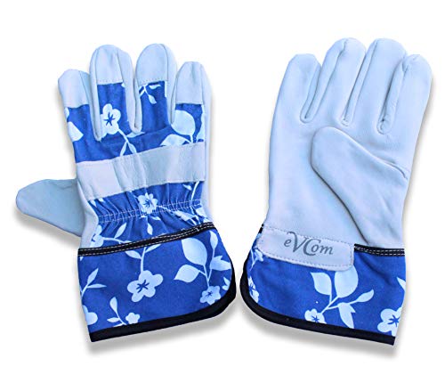 Robuste Handschuhe aus Ziegenleder Absolut sicher für das Beschneiden von dornigen Rosen, Kakteen und schwere Arbeiten (klein, blau) Cover