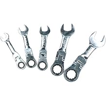 5pc Metric Stubby Flexible Ratchet Combination Spanner Set 10mm - 19mm