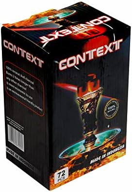 Context Hookah Charcoal - Natural Coconut Shisha Coal Cubes - Incense Burner Cube Briquettes - 72 Count & 1 KG (2.20 lbs) - Premium Quality 25mm (1x1x1 in)