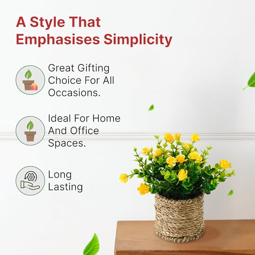 Image of The Better Home Artificial Plants for Decoration with Pot | Faux Greenery Artificial Plant (12 Inch, Pack of 2, Green) | Home Decor for Living Room | Small Artificial Plant with Pot