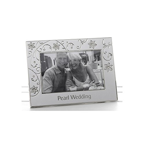 Petal Jewel Design Pearl 30th Wedding Anniversary Silver Look Metal Photo Frame