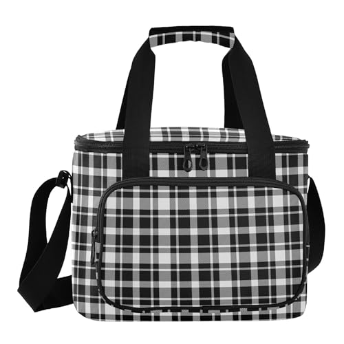 Sac isotherme chic à carreaux pour repas de camping et travail