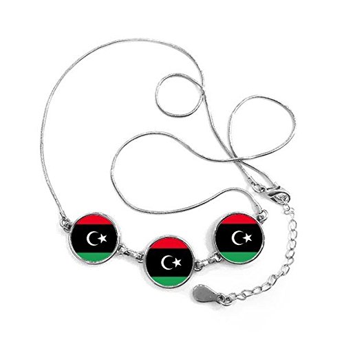 Bijou Libye collier pendentif rond drapeau national Afrique, un cadeau idéal pour un proche fier