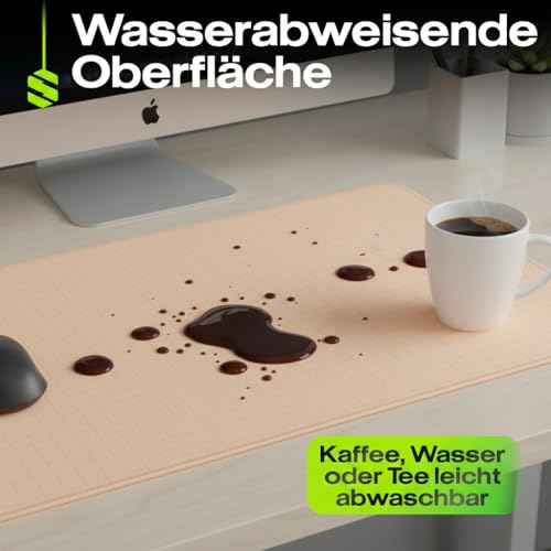 Sidorenko Gaming Mauspad XXL in beige - Großes Mousepad 900x400 mm - rutschfeste Schreibtischunterlage für Büro - Desk Mat mit Fransenfreie Ränder - Präzises und langlebiges groß Mouse Pad