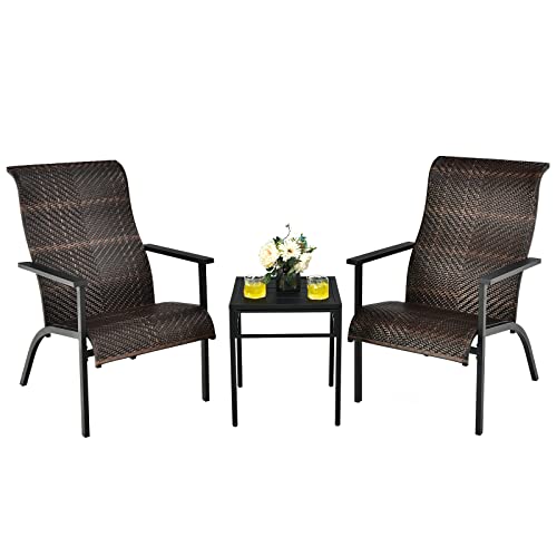 Tangkula 3 Piece Patio Bistro Furniture Set