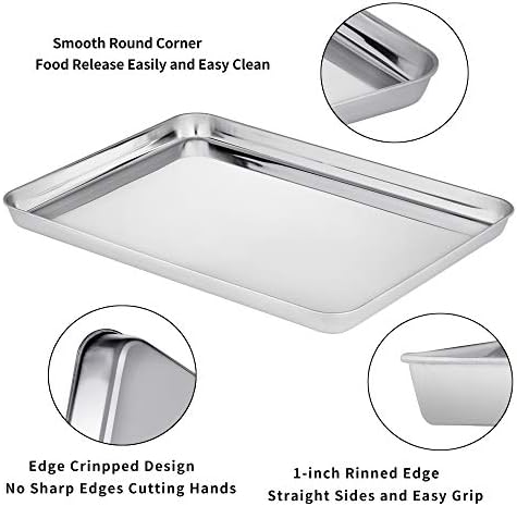Velaze Baking Tray with Kitchen Rack (4 Sheets/Grid), Stainless Steel Baking Moulds with Cooling Rack, Non-Toxic & Healthy, Easy to Clean & Dishwasher Safe
