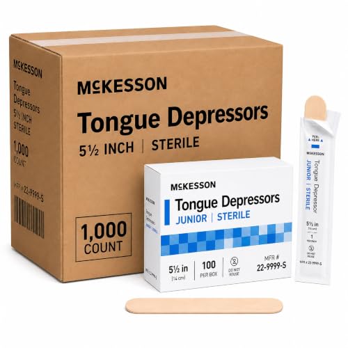 McKesson Tongue Depressors Junior Size, Sterile, 5, 5.5 in, 1000 ct