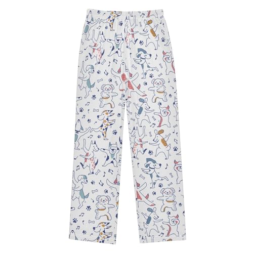 Boys' Pants Cute Dog Dancing Animal Long Bottoms Jogger Pants Elastic Waist Trousers with Pockets S-XL