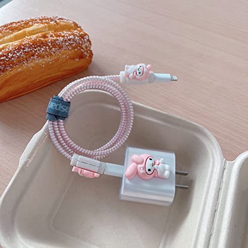 Image of DIY Cable Protector Charger Wire Saver - Data Cable 18W /20W USB-C Charger Line Protector-Compatible with iPhone 14 13 12 11 Pro Max (Pink Cat)