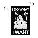 HOOSUNFlagrbfa I Do What I Want Cat Garden Flag 12 x 18 Inch Lawn Flag Double Sided Printed with Pat