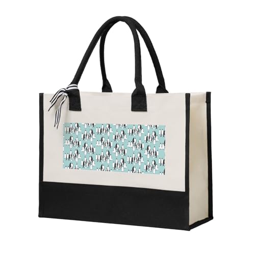 Sac réutilisable pingouin en toile beige solide contre les sacs plastique jetables