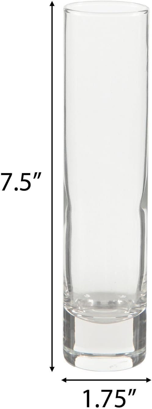 Hobby Lobby Weighted Cylinder Glass Bud Vase, 7.5" Height, 1.75" Width, Set of 12, for Wedding or Reception Centerpiece