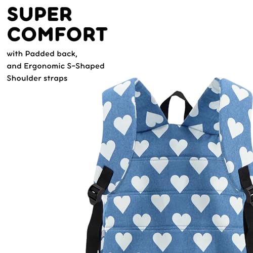 Image of J World Oz Middle School Backpack for Kids. Cute Laptop Bookbag for Girls Boys, Denim Heart