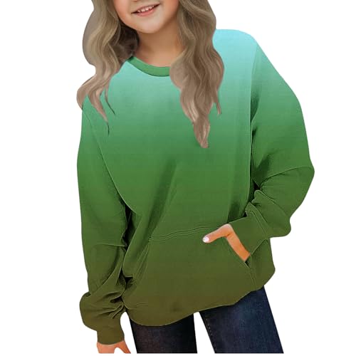 Girls Crewneck Sweatshirts Fashion Gradient Casual Hoodies Long Sleeve Oversized Pullover Fleece Preppy Clothes