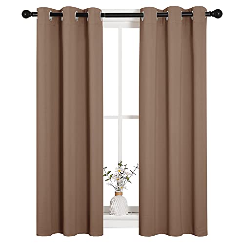 NICETOWN Blackout Window Curtains and Drapes for Kitchen, Window Treatment Thermal Insulated Solid Grommet Blackout Drapery Panels (Set of 2 Panels, 2