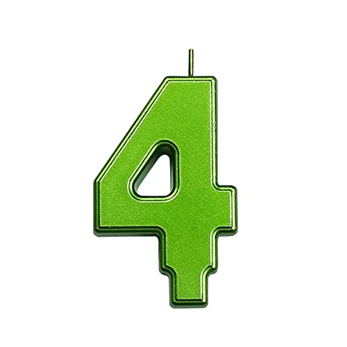 Derventa Birthday Candles Big Numbers Green 3.7 Inch Party Cake Topper 1 Piece (Number 4 Green) #TOP6