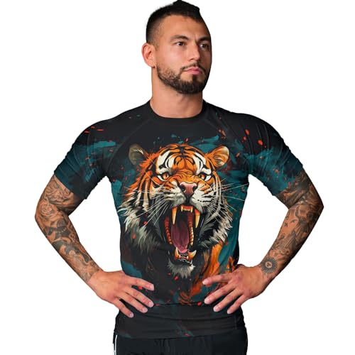 BJJ Rash Guard, Ultra Soft Compression Shirt, Rash Guard Men Jiu Jitsu Short Sleeve Breathable Fabric3