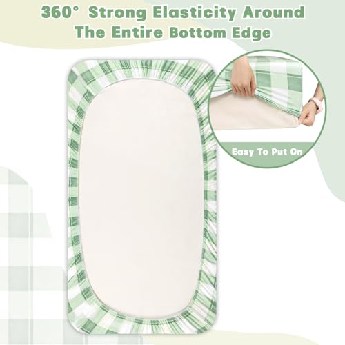 Image of Crib Sheet for Baby Girls Boys, Fitted Crib Sheet Neutral for Standard Crib and Toddler Mattress, Soft and Comfortable Microfiber Baby Mattress Sheet 52 inch X 28 inch Green