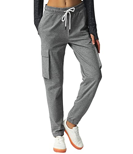 Pantalon de survêtement cargo en coton pour femme avec 4 poches
