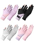 Fourluoo 4 pares de guantes de conducción para mujer, guantes finos para conducir y ciclismo