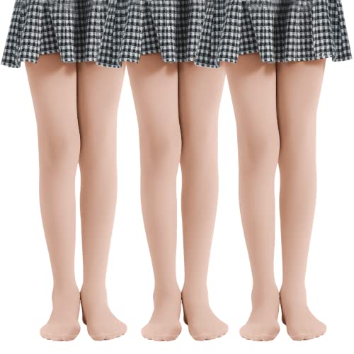 MANZI 3 Paar Kinder Strumpfhose für Mädchen 40 Den Gr.104-165,Natürliche Nackte,XXL Cover