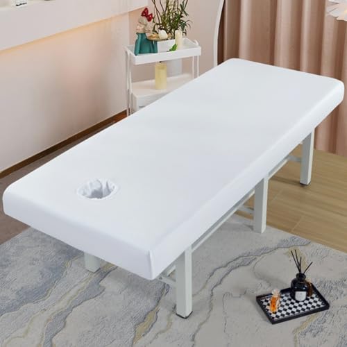 Odot Copri Lettino da Massaggio Spa Copertura Protettiva con Foro Lenzuolo per Lettino da Massaggio Lavabile Coprilettino Estetica Lenzuolo per Massaggi, Grandi Dimensioni (Bianco,80x190cm)