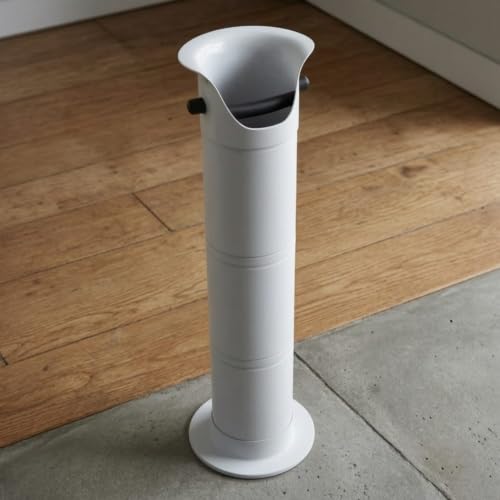 Image of Commercial Coffee Grounds Waste Bin Tall Coffee Knock Box Cylindrical Espresso Knock Bin Countertop for Baristas, Cafe Owners, Pubs, Black White Line