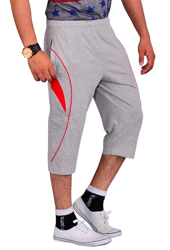 Image of VEGO Mens Cotton Three by Fourth, 3 /4, Capri, Three Quarter Pant Grey Plus Size