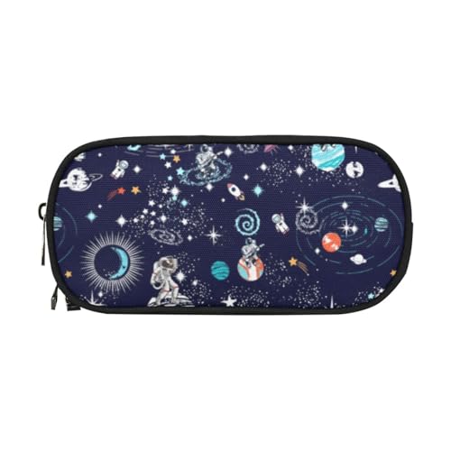 Image of ANANGTEE Space Astronauts Music Pencil Pouch Case for Teen Boys Men 10 | Human Makeup Bag Clutch for Women, Large Capacity Canvas School Suppies Zipper, Office Desk Soft Organizer Pen Box
