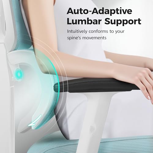 Image of Ergonomic Office Chair High Back Desk Chair with Lumbar Support, Breathable Mesh Computer Chair with Adjustable Armrests Height, Reclining Swivel Big and Tall Gaming Chair for Home Office(Light Blue)