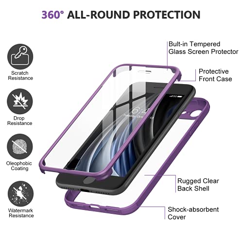 Image of Miracase Crossbody Phone Lanyard Cases, Clip and Go Strap for iPhone SE, Adjustable Crossbody Cell Belt with Zippered Pouch, Neck Shoulder Cell Lanyard for Women, Purple