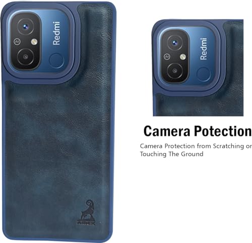 Image of AIBEX Shield Back Cover Case Compatible with Xiaomi Redmi 12C / Poco C55 Back Cover | Flexible Vegan Leather | Full Camera Protection | Raised Edges | Super Soft-Touch | Bumper Case