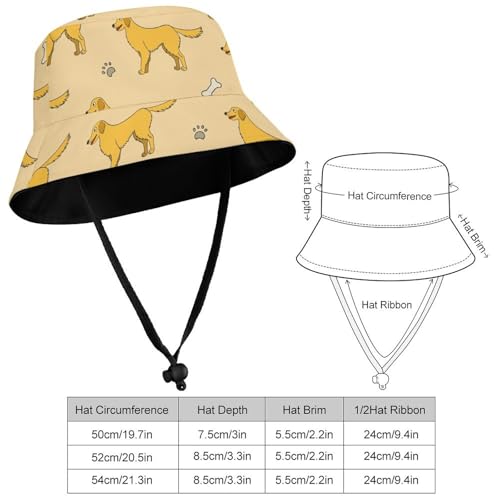 Labrador Retriever Dog and PawsChildren's Bucket Hat for Boys and Girls, Breathable Summer Beach Hat52cm2