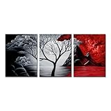 Wieco Art The Cloud Tree 3 Panels Modern Giclee Canvas Prints Artwork Abstract Seascape Paintings Reproduction Sea Beach Pictures Printed on Canvas Wall Art for Home Decorations Wall Decor