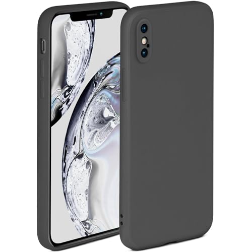 ONEFLOW Soft Case für iPhone X/iPhone XS Hülle aus Silikon mit Kameraschutz, Silikonhülle mit erhöhtem Schutz fürs Display, Backcover Schutzhülle, weiche Handyhülle, Anthrazit