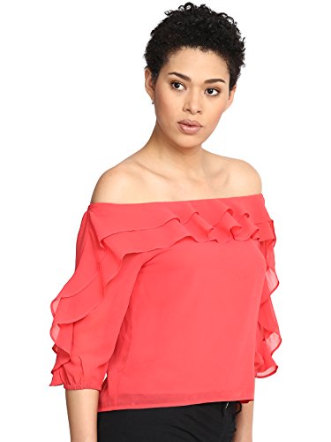 Image of Harpa Black Solid Blouse(GR5168-BLACK)